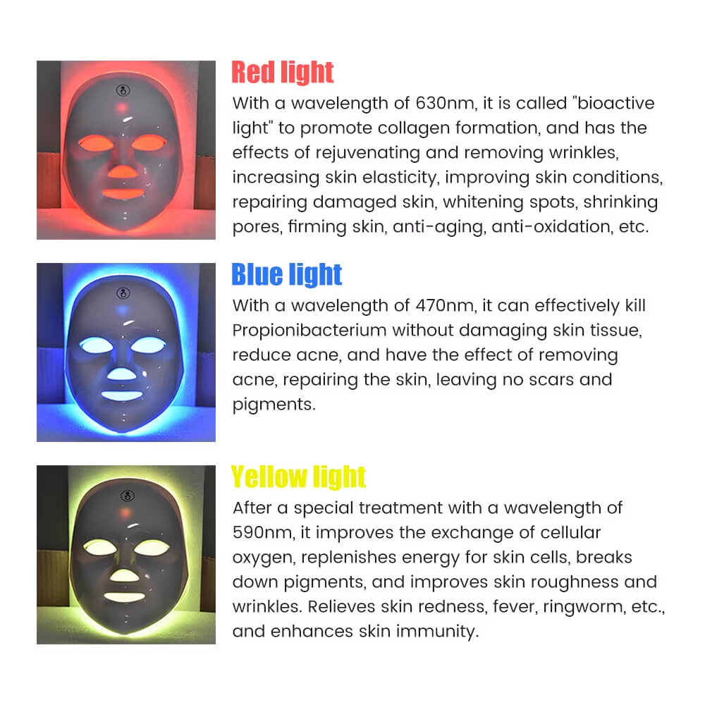 7 Colors Photon Facial LED Mask Red Light Therapy anti Aging Face Neck Beauty Mask Relaxation Treatment Anti-Wrinkle Skin Care