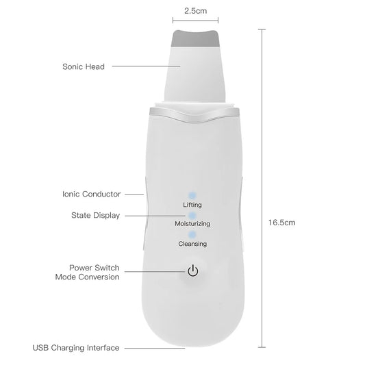 Deep Vibrate Skin Scrubber Facial Cleaner Shovel Spatula Not Ultrasonic Face Scrubberpeeling Blackhead Remover Facial Ma Ssager